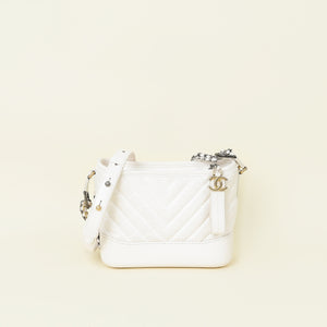 Chanel White CC Gabrielle Hobo Small Bag