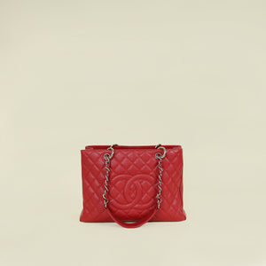 Chanel Red Grand Shopping Tote (GST) Medium Bag