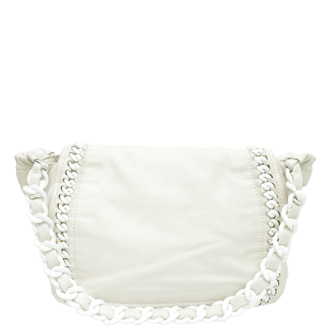 Chanel White CC Luxe Ligne Accordion Flap Bag-Chanel-THE CLOSET