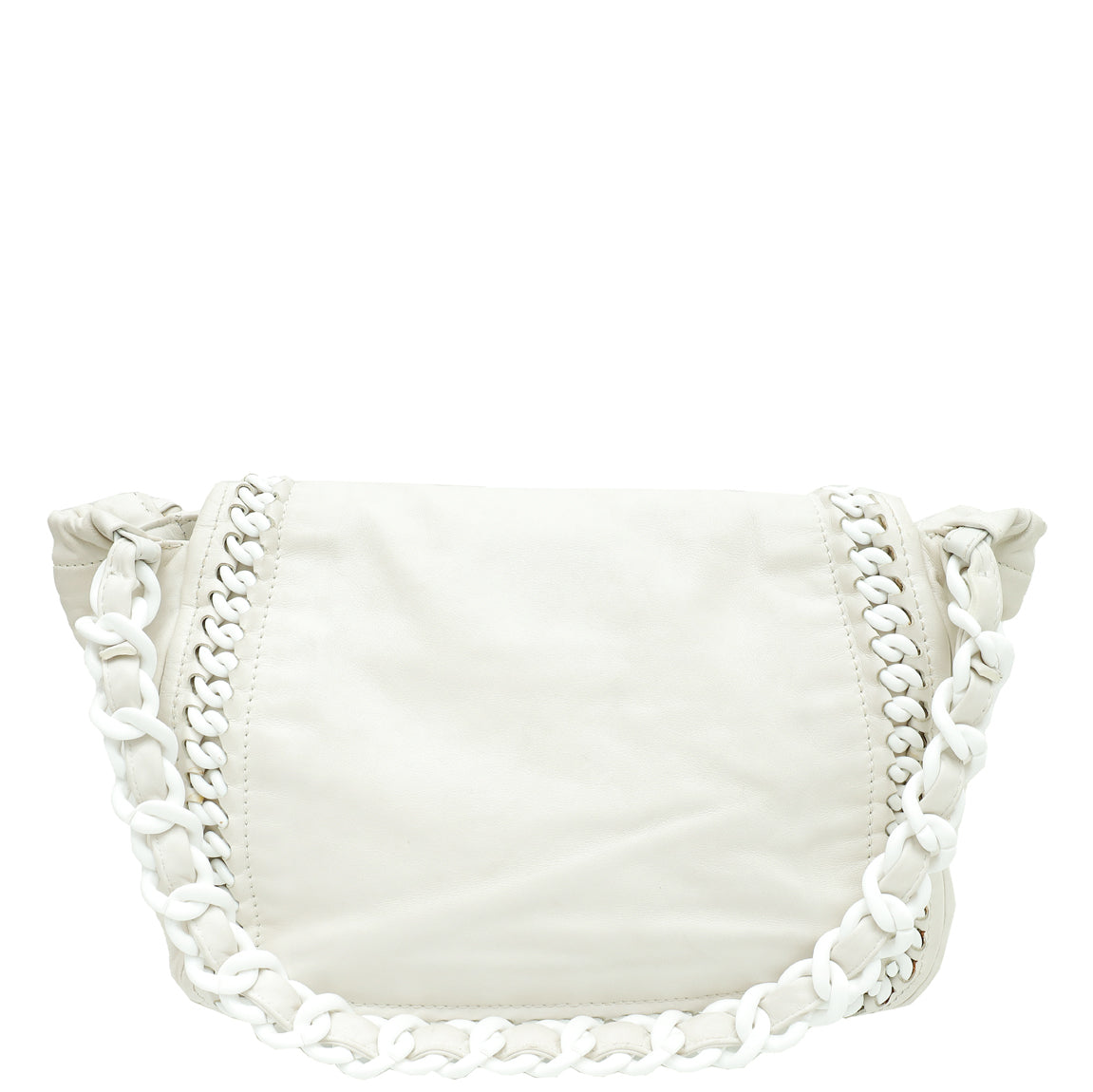 Chanel White CC Luxe Ligne Accordion Flap Bag