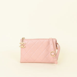 Chanel Soft Pink Logo Chain Belt Bag