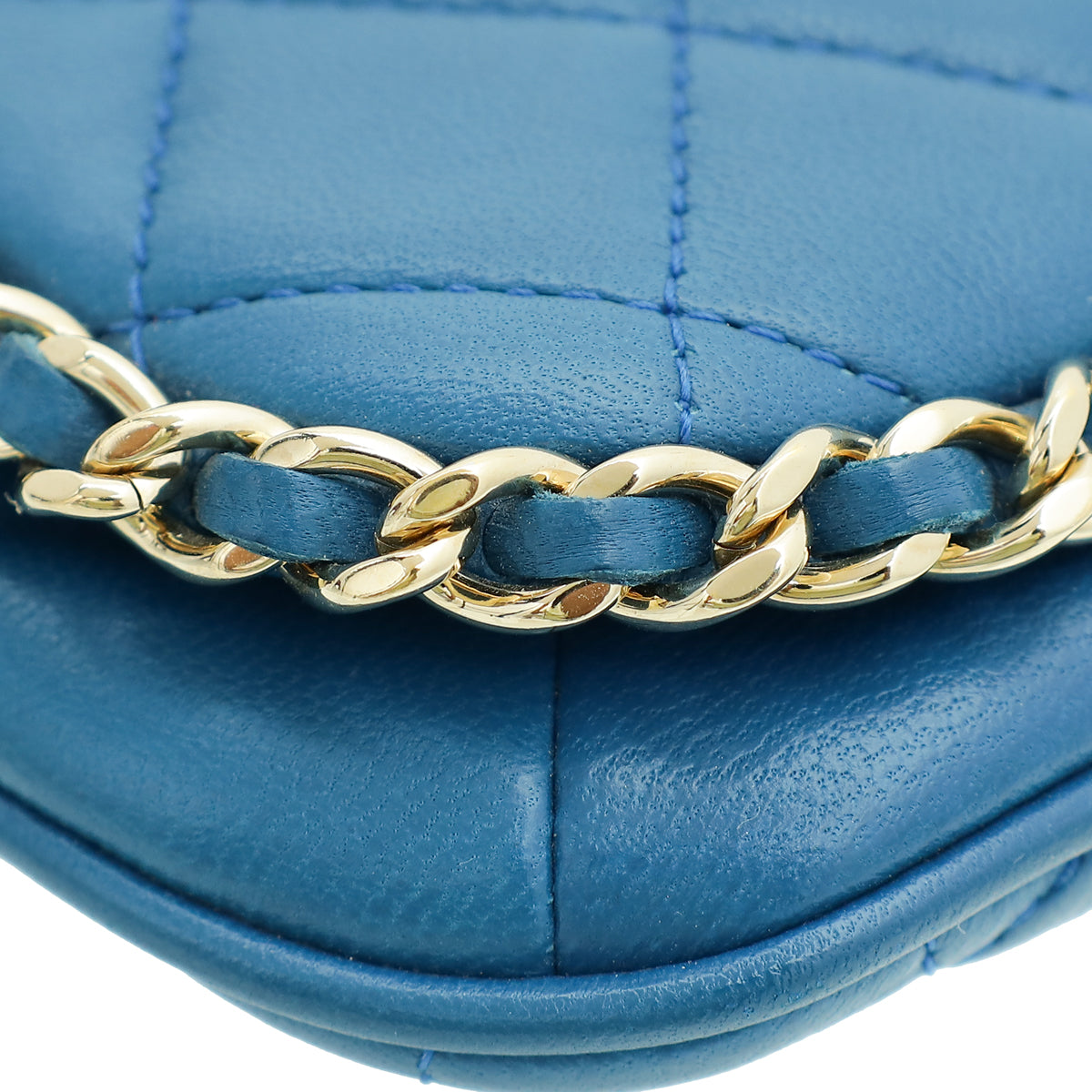 Chanel Blue CC Flap Chain Detail Phone Holder