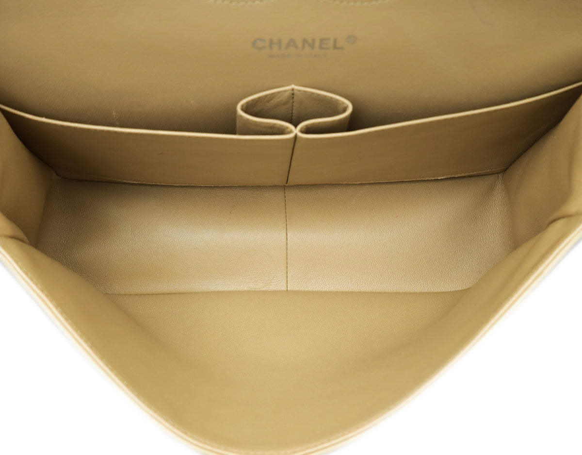 Chanel Beige CC Classic Jumbo Double Flap Bag