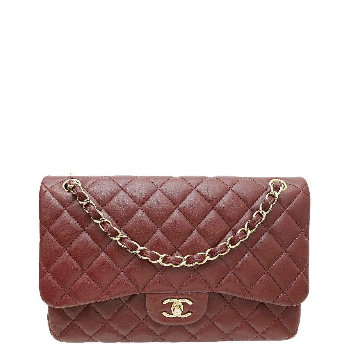 Chanel Burgundy CC Classic Double Flap Jumbo Bag-Chanel-THE CLOSET