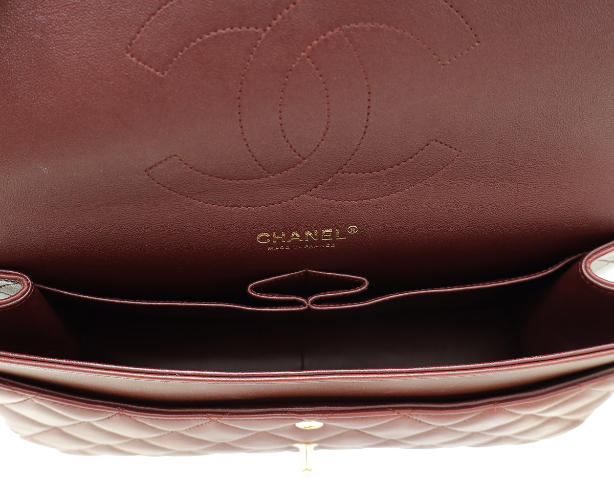 Chanel Burgundy CC Classic Double Flap Jumbo Bag
