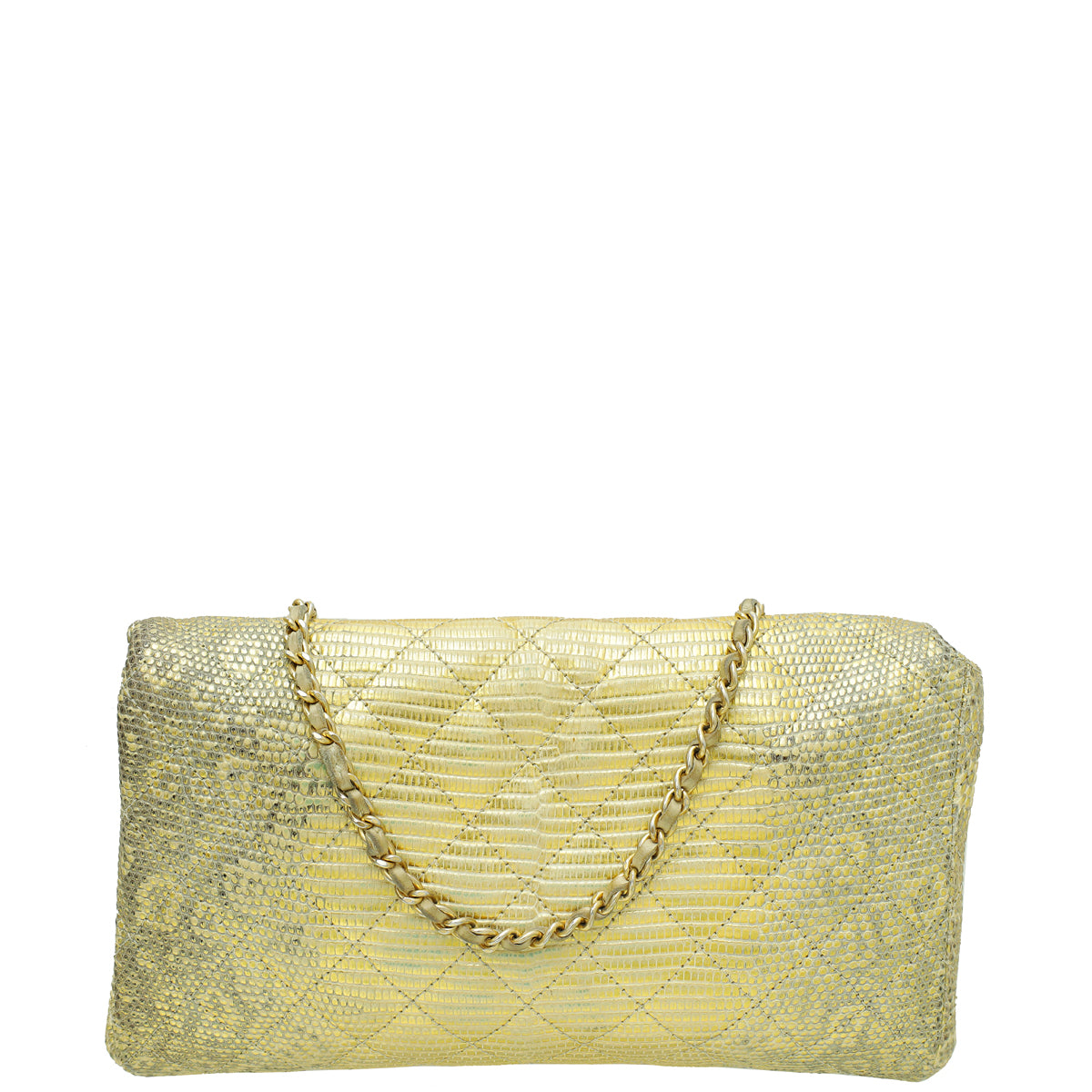 Chanel Gold CC Metallic Lizard Accordion Flap Bag-Chanel-THE CLOSET