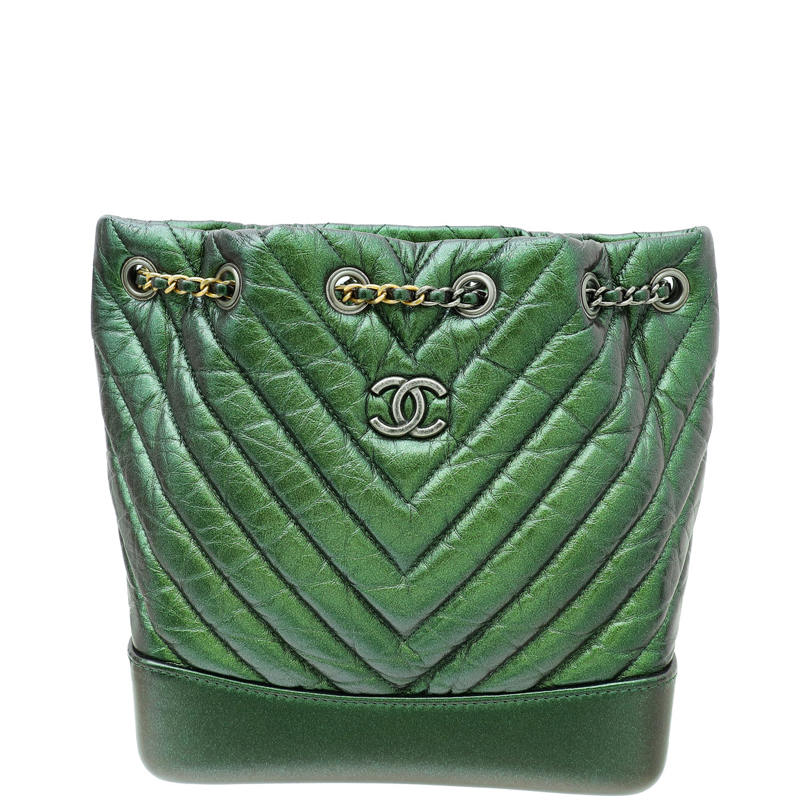 Chanel Metallic Green CC Gabrielle Small Backpack Bag-Chanel-THE CLOSET