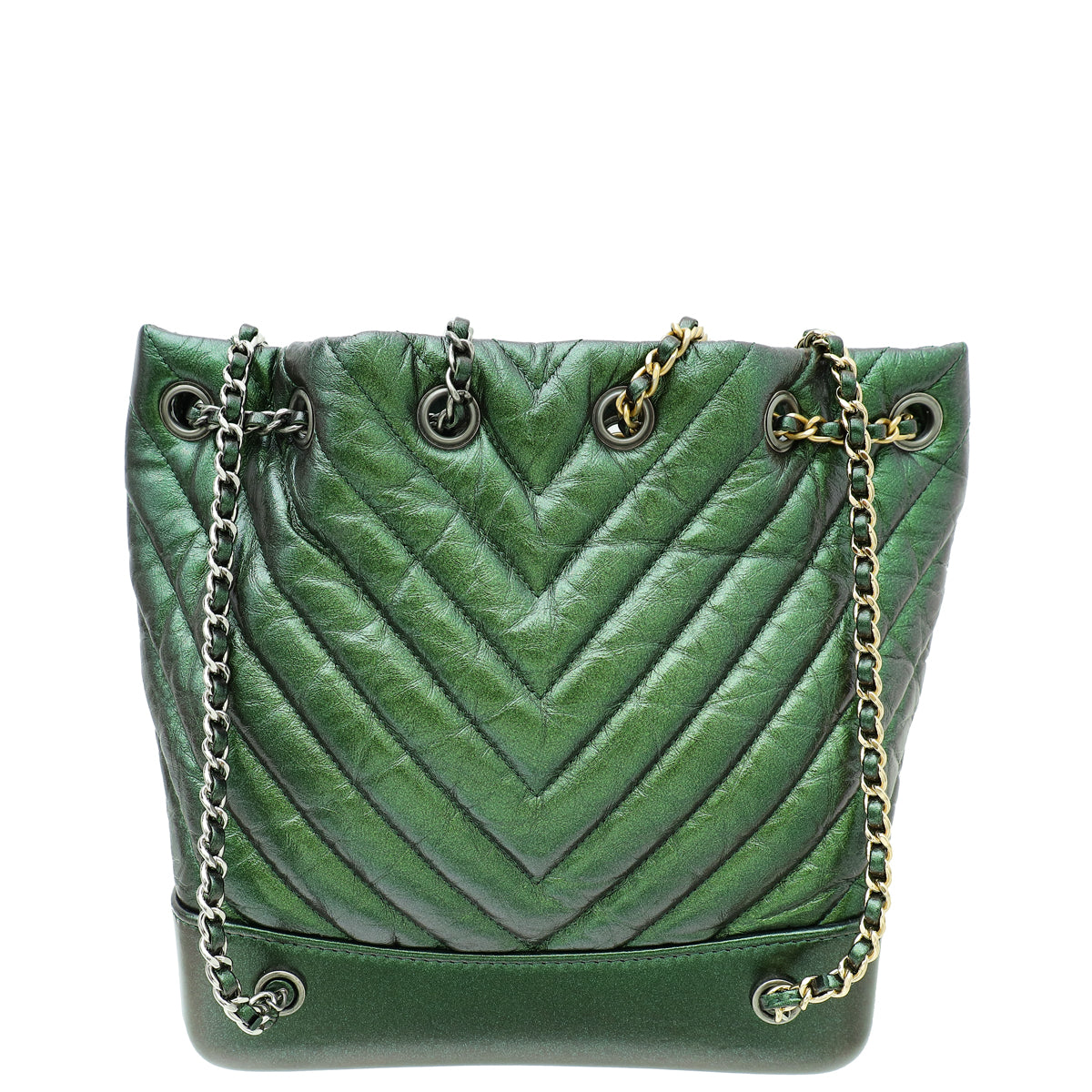 Chanel Metallic Green CC Gabrielle Small Backpack Bag