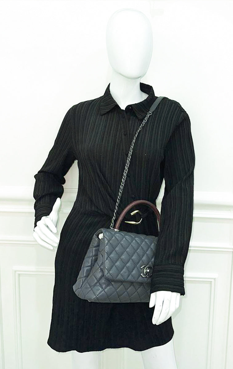 Chanel Grey CC Coco Handle Small Flap Bag