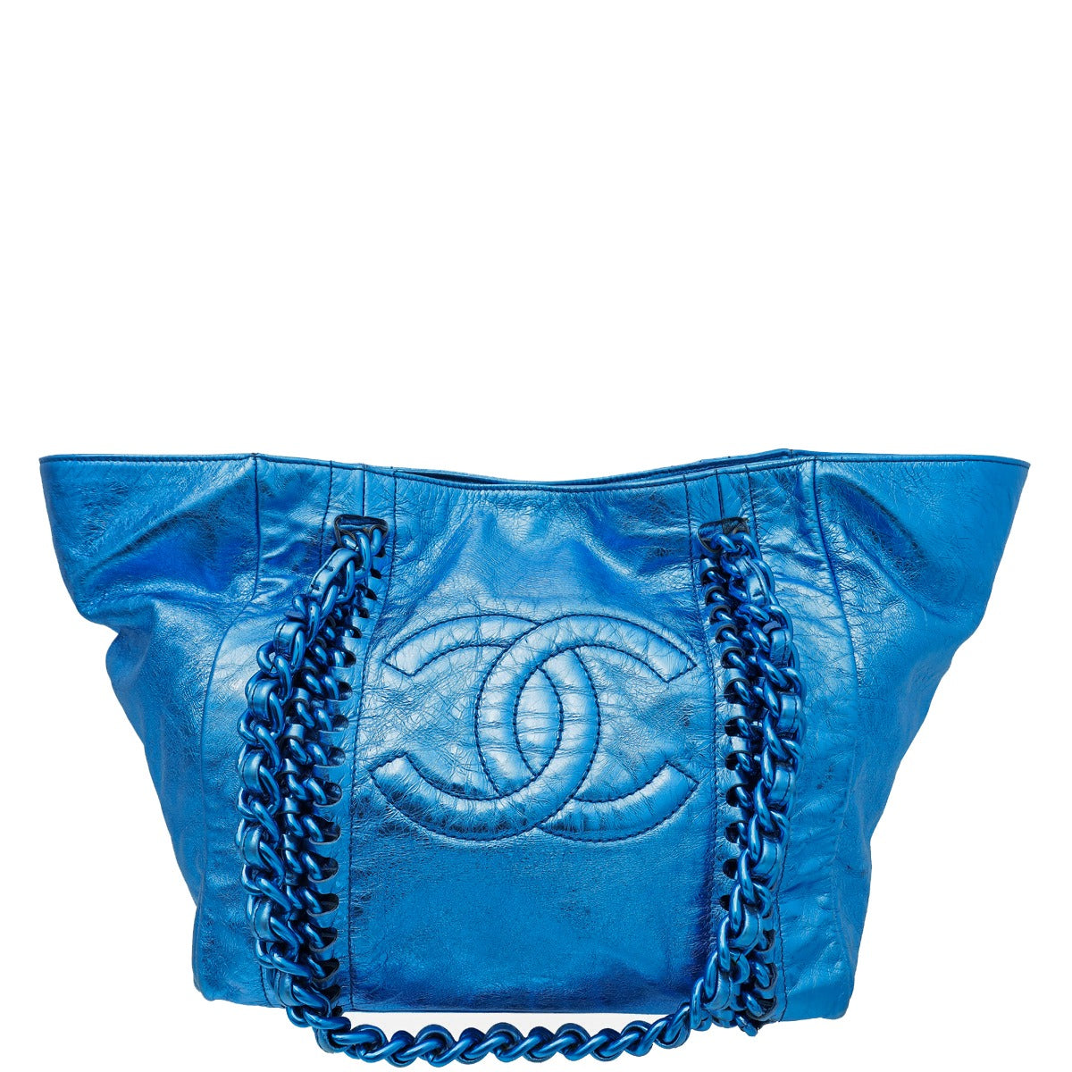 Chanel Metallic Blue Modern Chain Tote Bag-Chanel-THE CLOSET