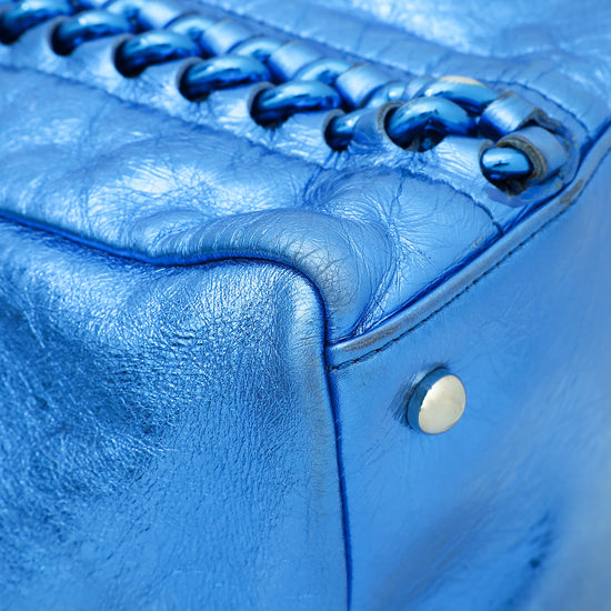 Chanel Metallic Blue Modern Chain Tote Bag