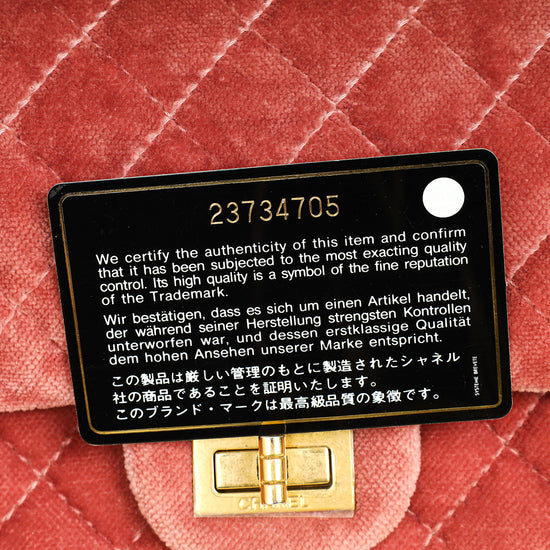 Chanel Old Rose 2.55 Reissue Velvet Double Flap 225 Bag