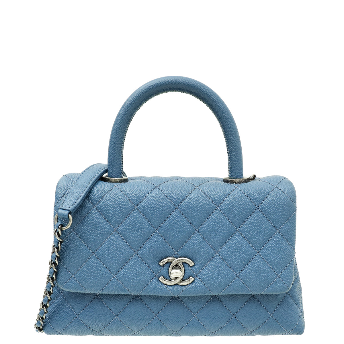 Chanel Blue CC Coco Handle Mini Bag