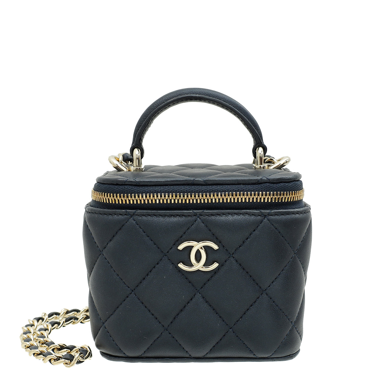 Chanel Dark Blue Mini Vanity Case Top Handle Bag-Chanel-THE CLOSET