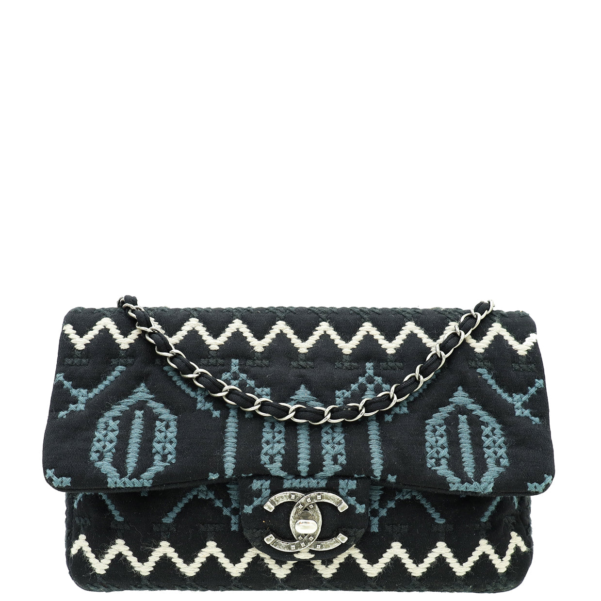 Chanel Bicolor CC Classic Jersey Paris-Dallas Embroidered Single Flap Bag-Chanel-THE CLOSET
