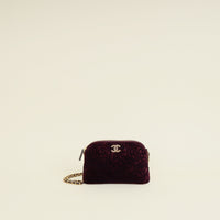 Chanel Violet CC Camellia Velvet Clutch With Chain