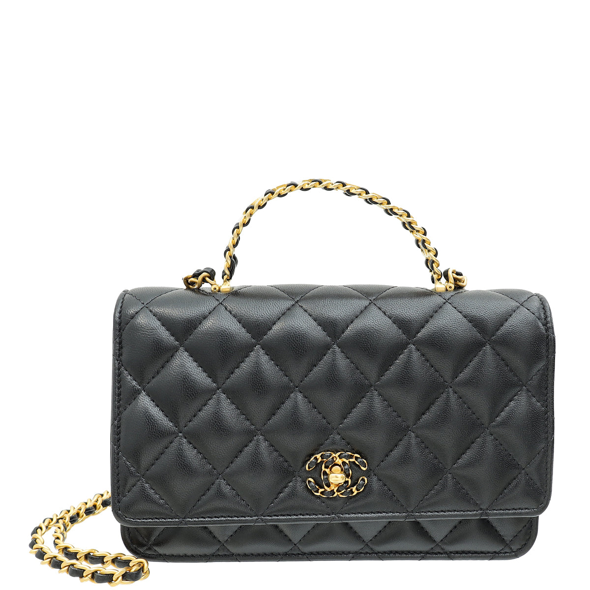 Chanel Black Logo Top Handle Wallet on Chain-Chanel-THE CLOSET