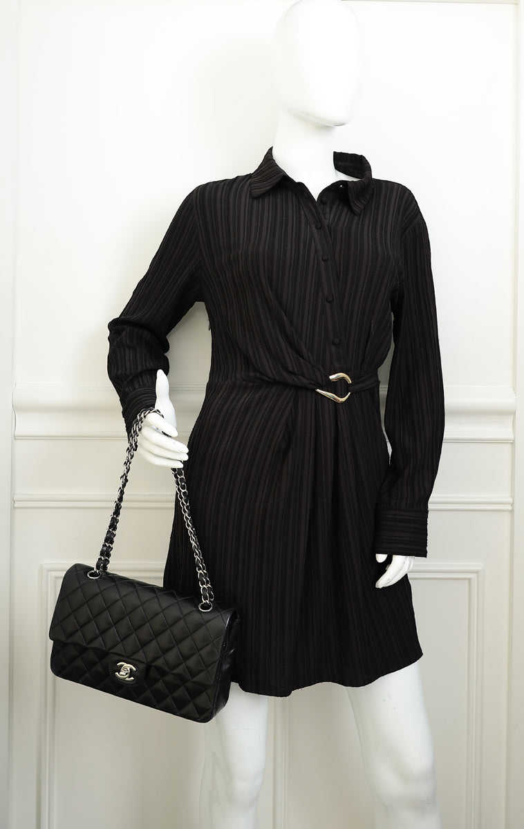 Chanel Black CC Classic Double Flap Medium Bag