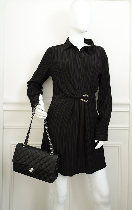 Chanel Black CC Classic Double Flap Medium Bag