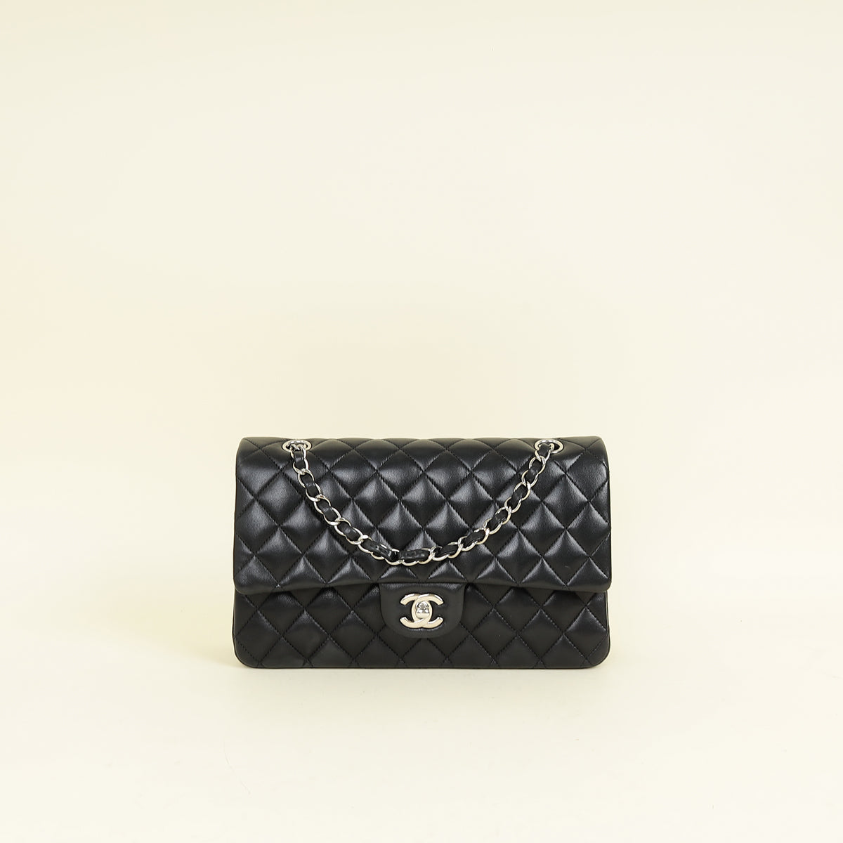 Chanel Black CC Classic Double Flap Medium Bag