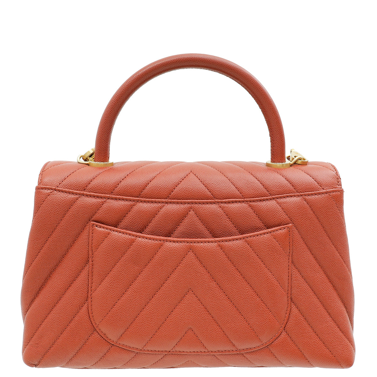 Chanel Rust Orange Chevron Coco Handle Bag-Chanel-THE CLOSET