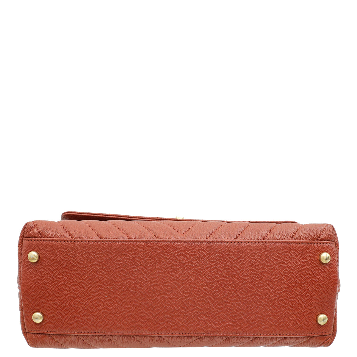 Chanel Rust Orange Chevron Coco Handle Bag