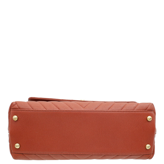 Load image into Gallery viewer, Chanel Rust Orange Chevron Coco Handle Bag
