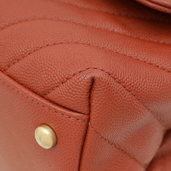 Load image into Gallery viewer, Chanel Rust Orange Chevron Coco Handle Bag
