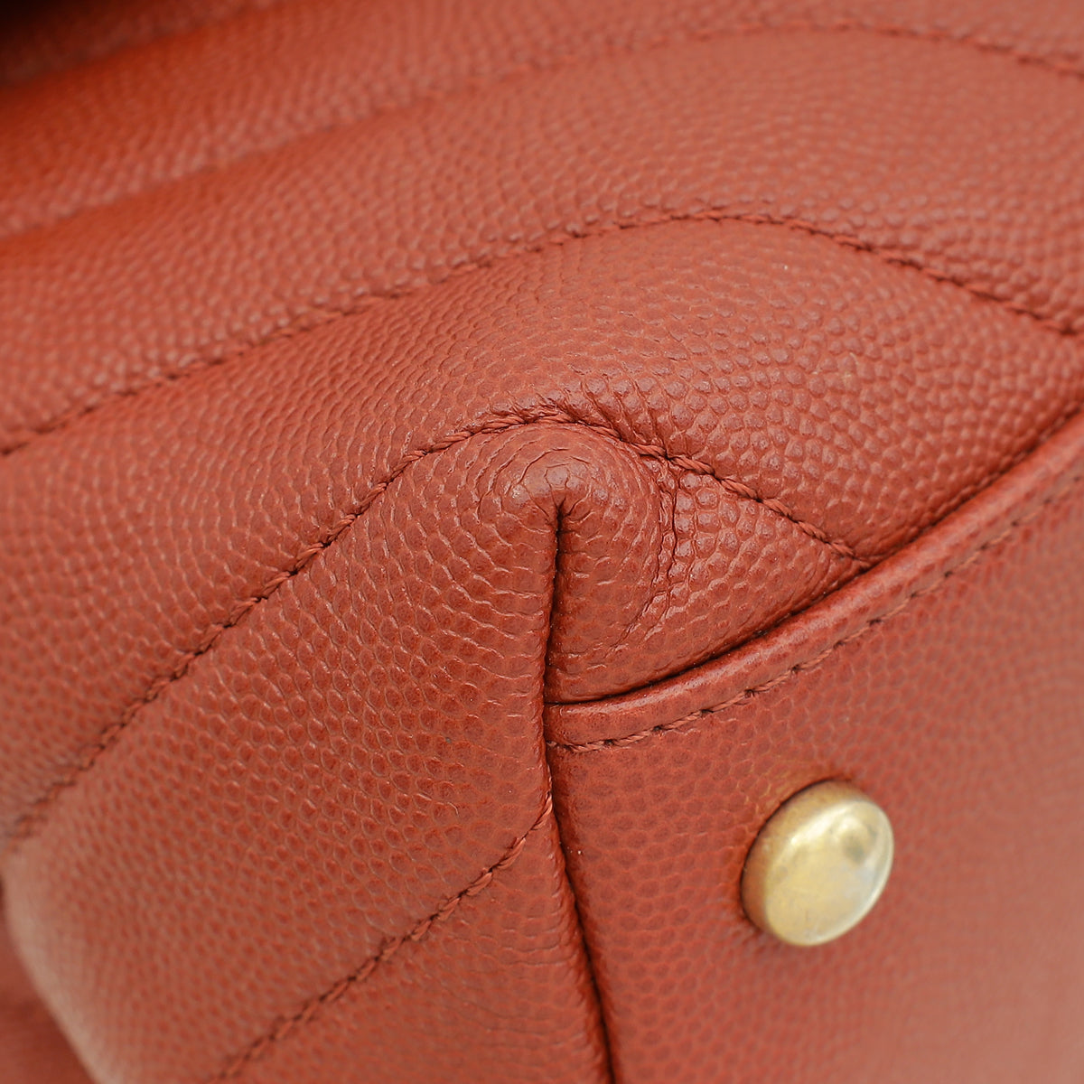 Chanel Rust Orange Chevron Coco Handle Bag