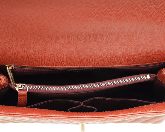 Load image into Gallery viewer, Chanel Rust Orange Chevron Coco Handle Bag
