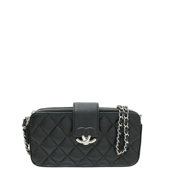 Chanel Black CC Box Clutch With Chain