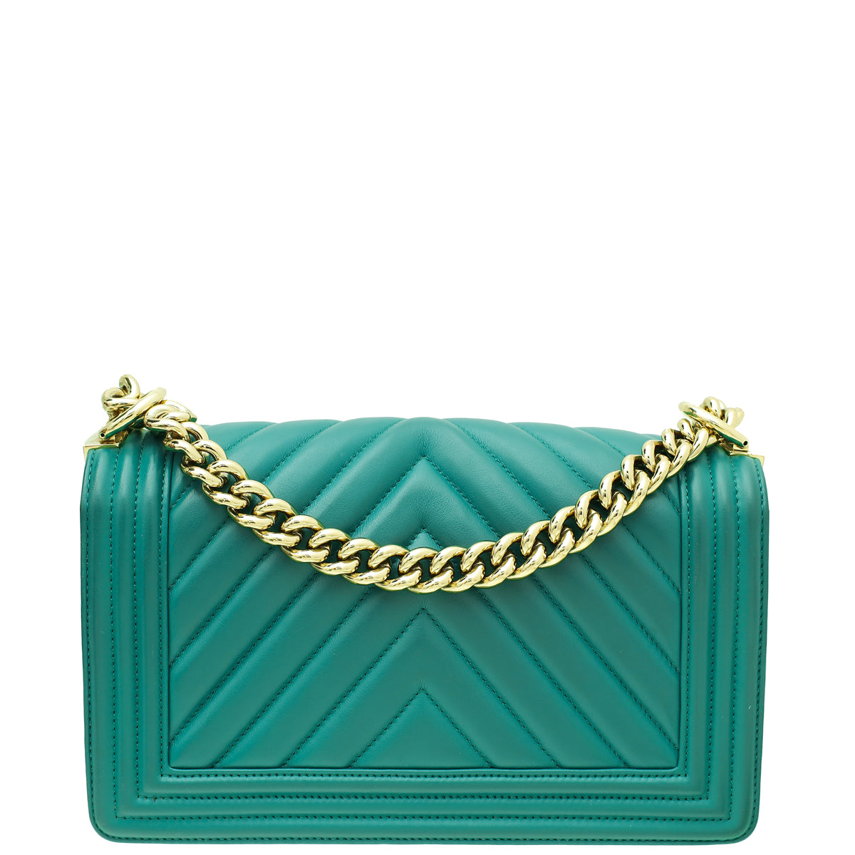 Chanel Teal Le Boy Chevron Medium Bag