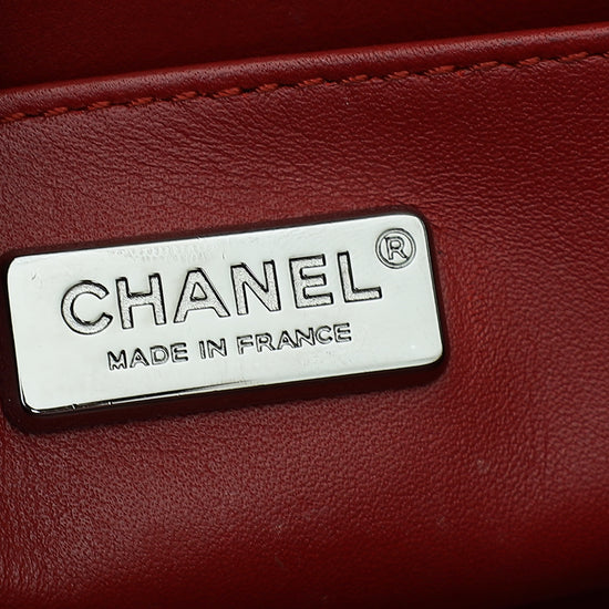 Chanel Red Classic Python Mini Rectangular Flap Bag