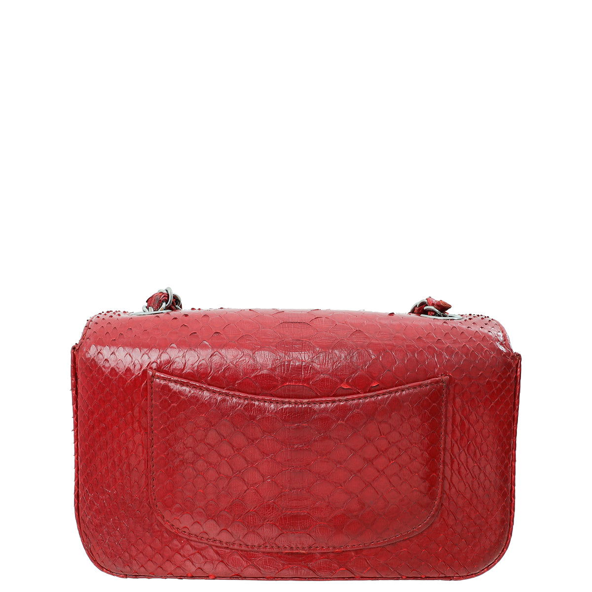 Chanel Red Classic Python Mini Rectangular Flap Bag