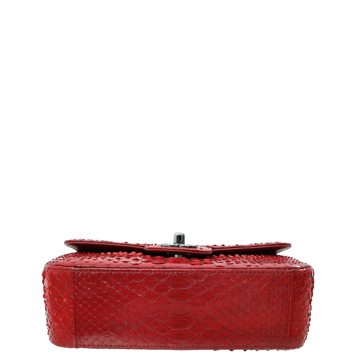 Chanel Red Classic Python Mini Rectangular Flap Bag