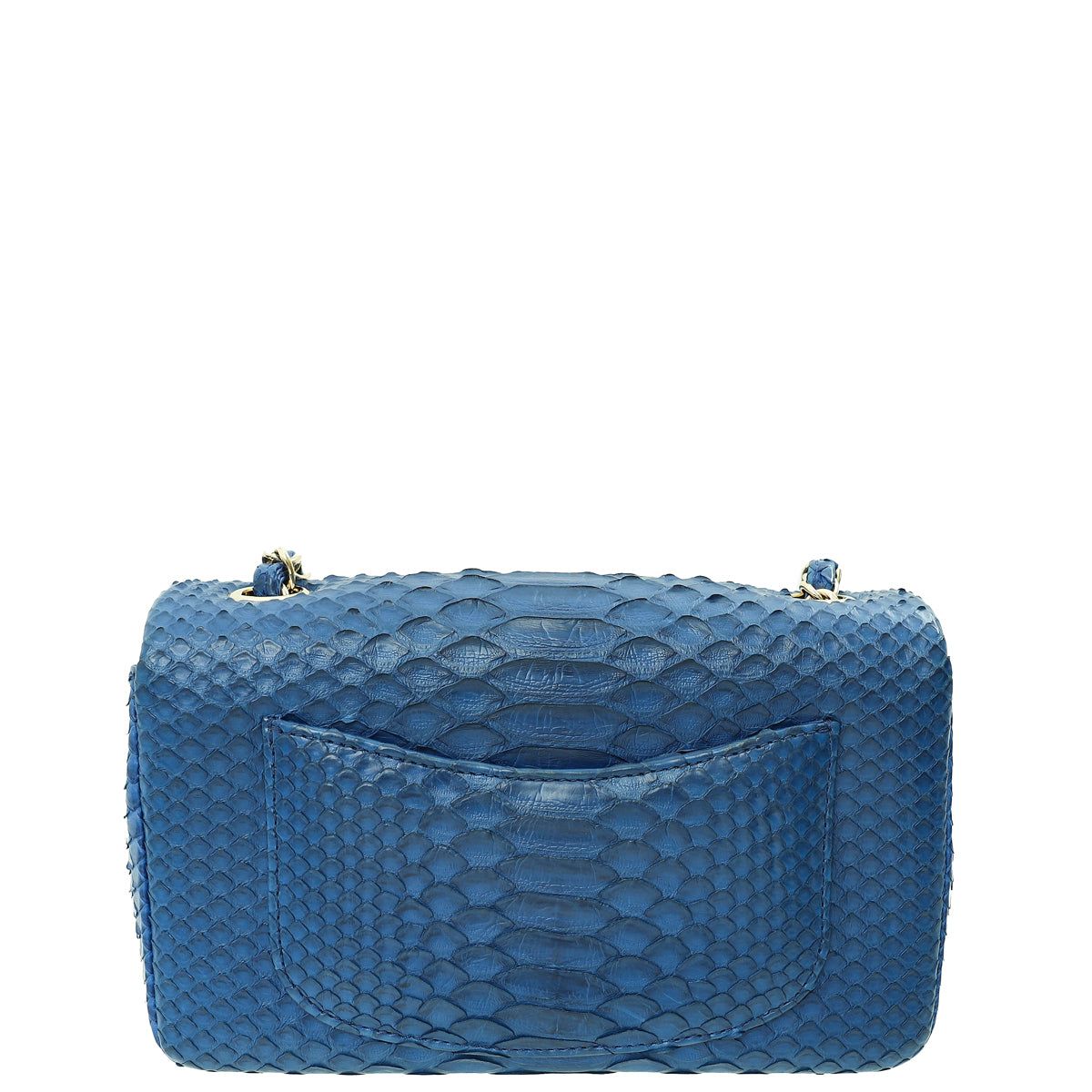 Chanel Blue Classic Python Mini Rectangular Flap Bag