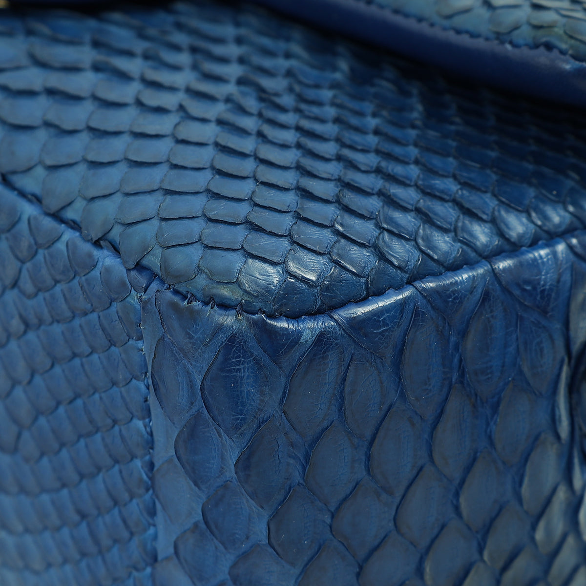 Chanel Blue Classic Python Mini Rectangular Flap Bag