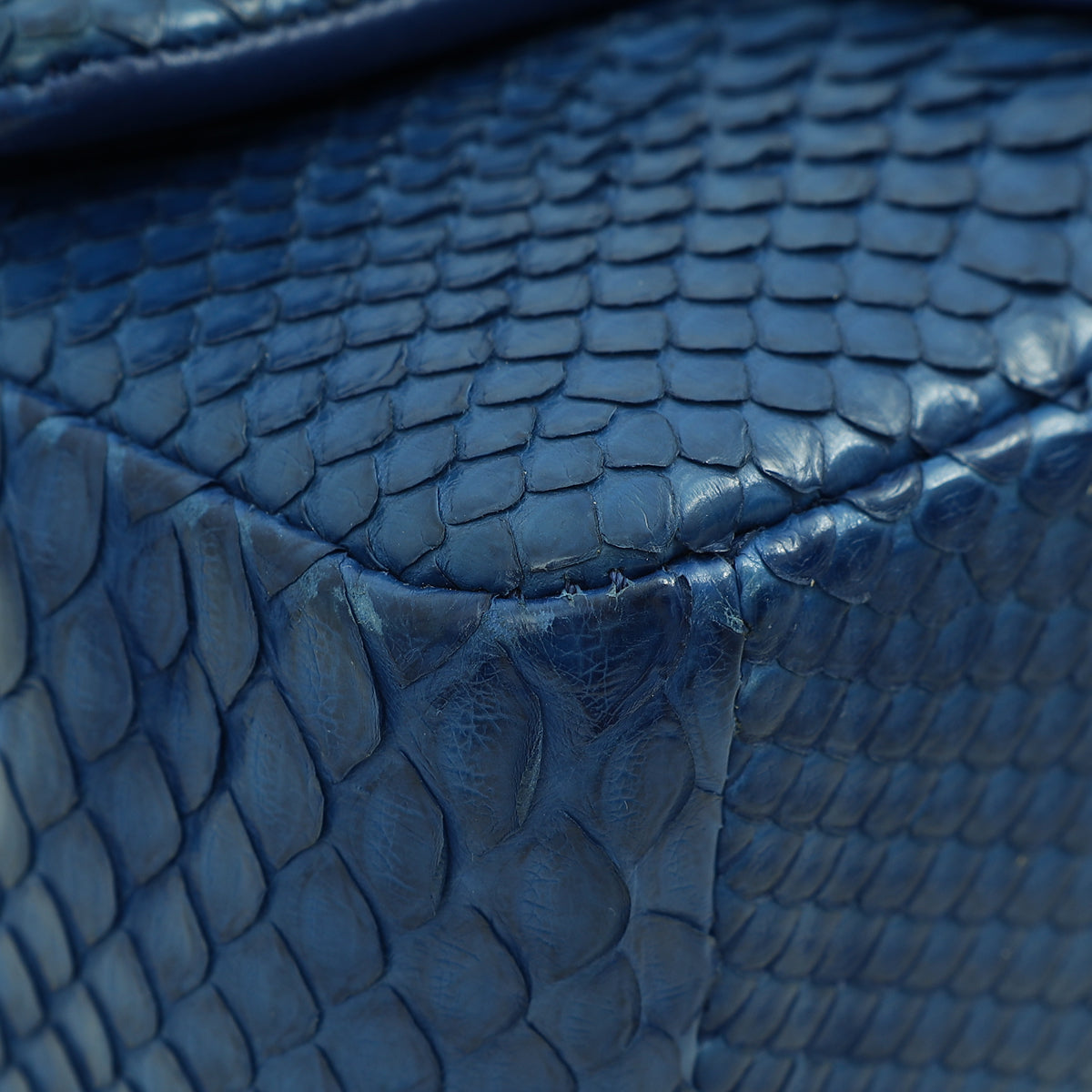 Chanel Blue Classic Python Mini Rectangular Flap Bag