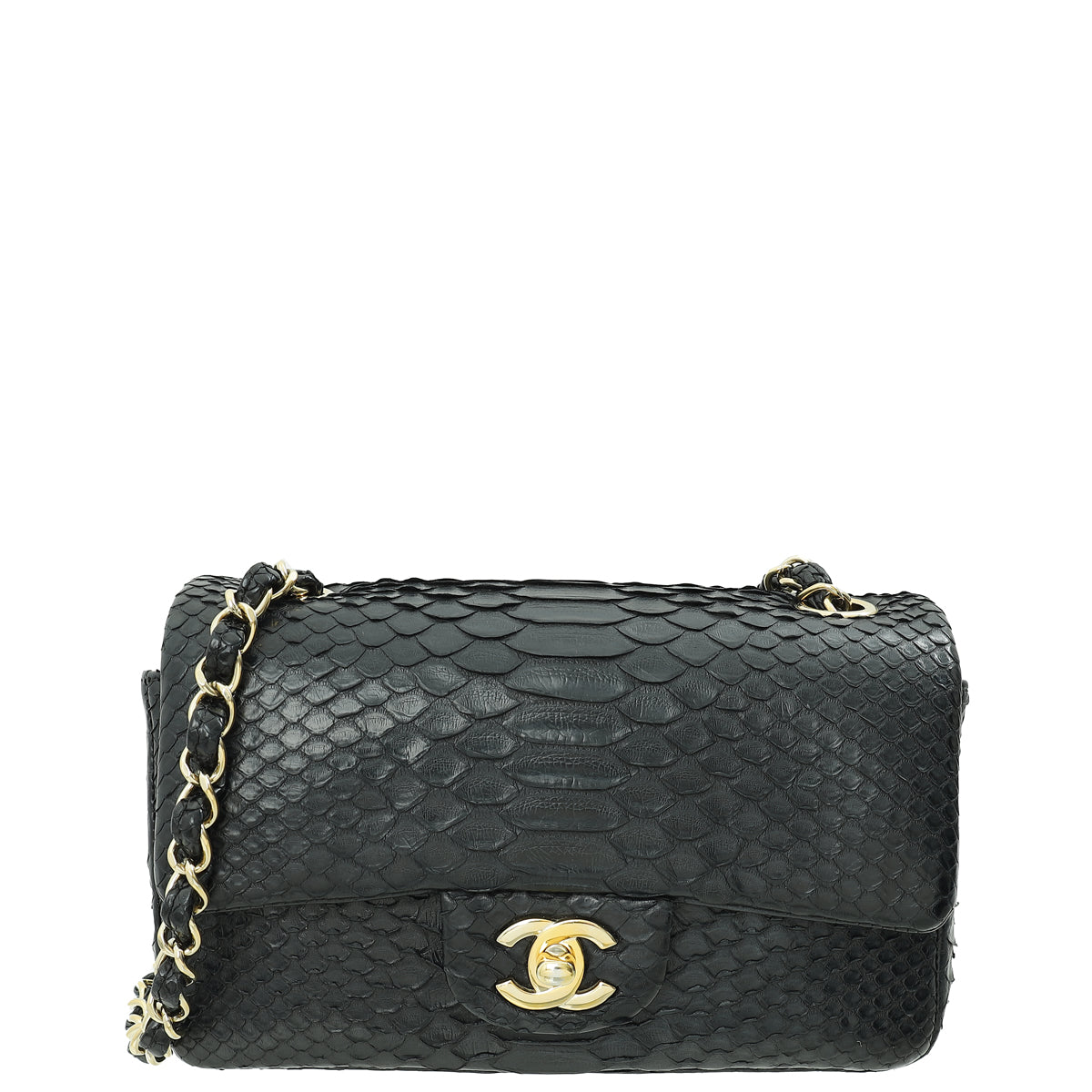 Chanel Black Classic Python Mini Rectangular Flap Bag