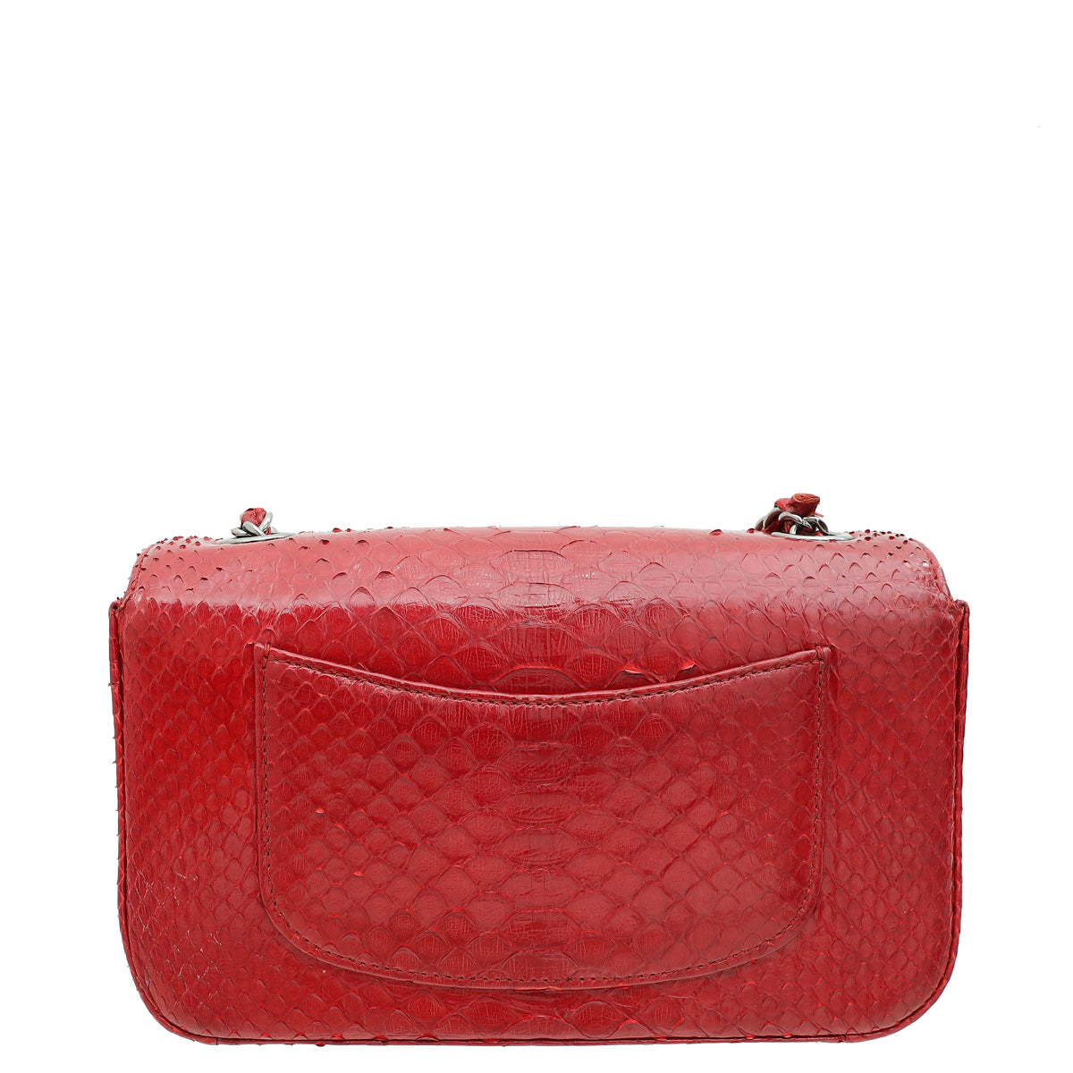 Chanel Red Classic Python Mini Rectangular Flap Bag-Chanel-THE CLOSET