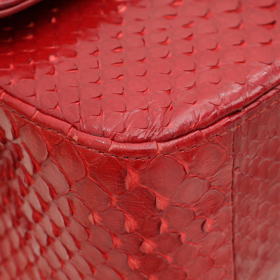 Load image into Gallery viewer, Chanel Red Classic Python Mini Rectangular Flap Bag

