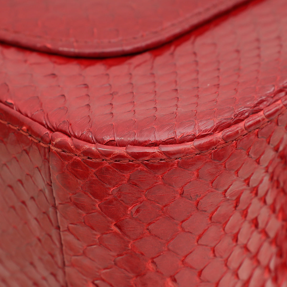 Chanel Red Classic Python Mini Rectangular Flap Bag