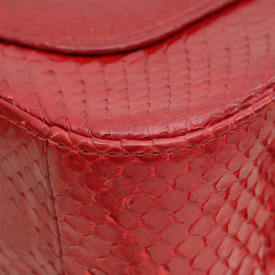 Load image into Gallery viewer, Chanel Red Classic Python Mini Rectangular Flap Bag
