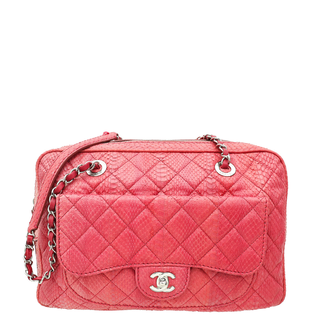 Chanel Fuchsia CC Python Camera Case Large Bag-Chanel-THE CLOSET