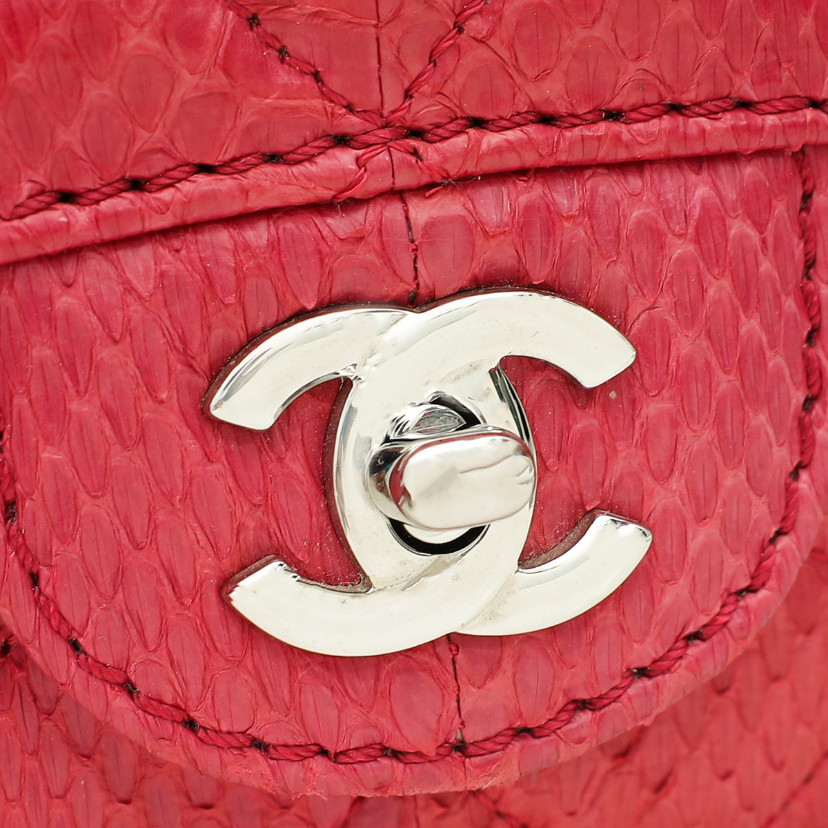 Chanel Fuchsia CC Python Camera Case Large Bag