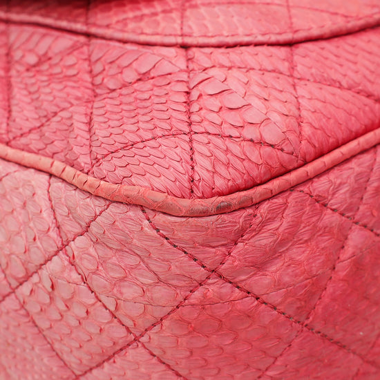 Chanel Fuchsia CC Python Camera Case Large Bag