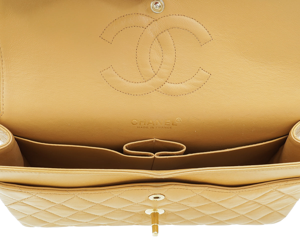 Chanel Beige CC Classic Double Flap Medium Bag