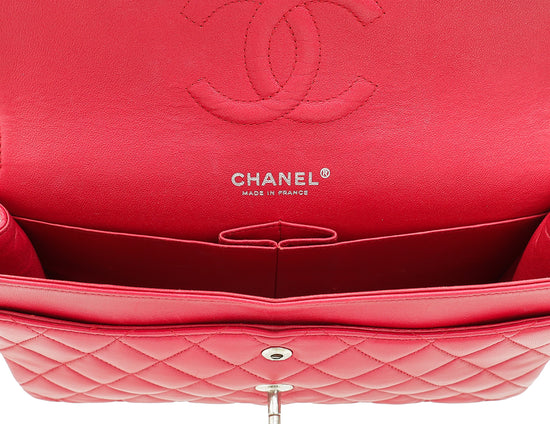 Chanel Raspberry CC Classic Double Flap Medium Bag