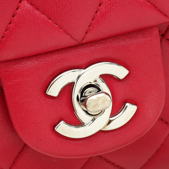 Chanel Raspberry CC Classic Double Flap Medium Bag