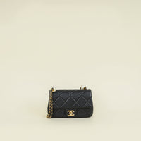Chanel Black Double Pearly Flap Bag